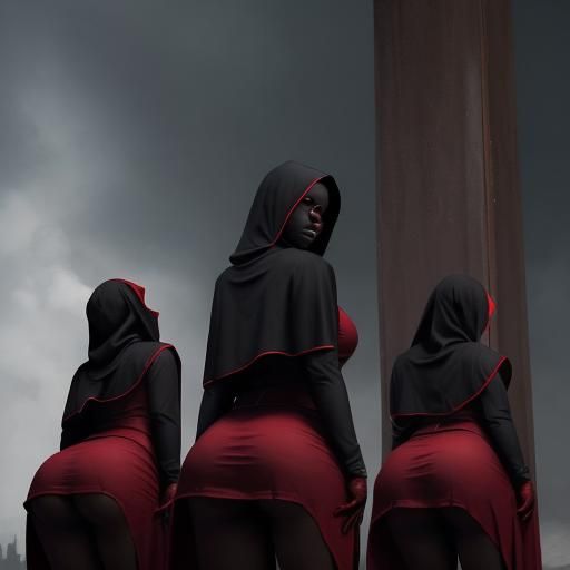 Dark-Skinned Nuns Praying to Goddess: Digital Matte Painting