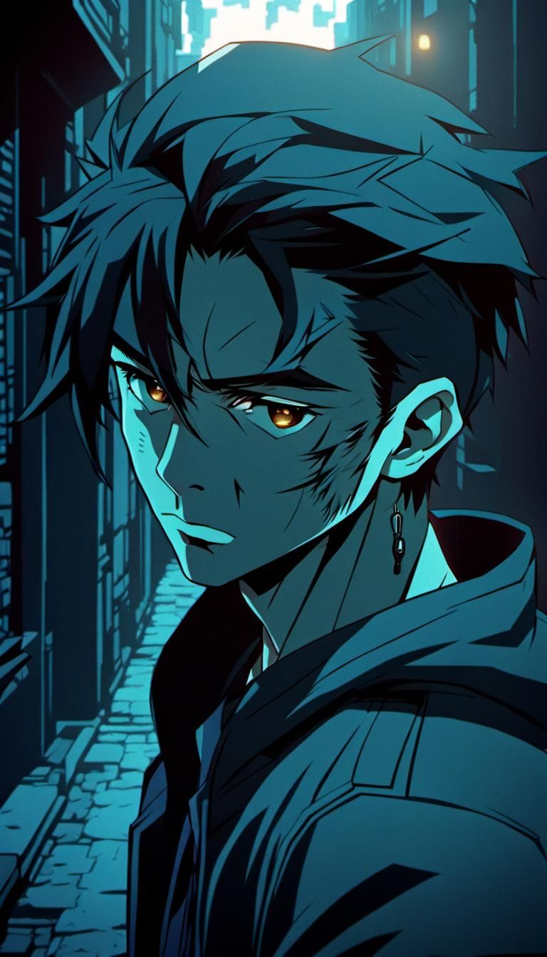 Anime Spy Assassin in Shadows with Cel-Shaded Colors