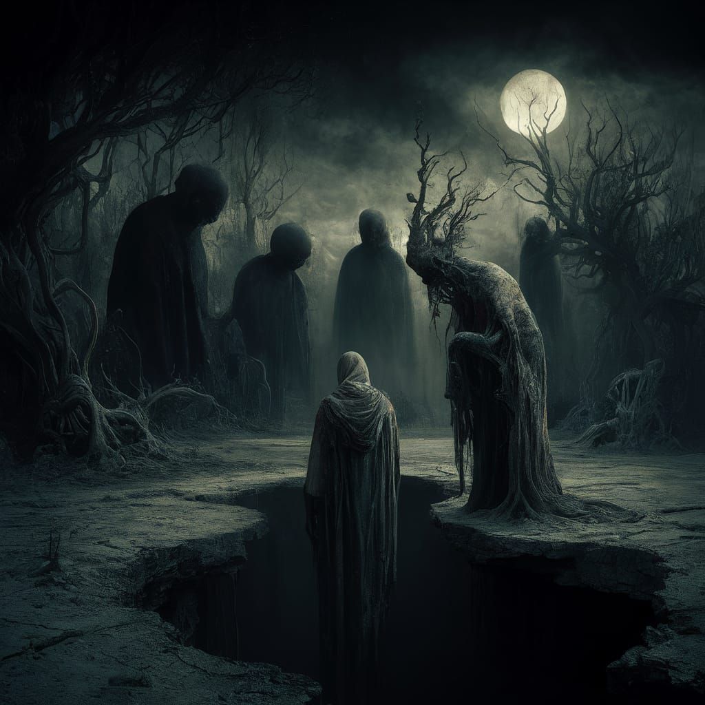 Haunting Surreal Scene of Twisted Landscape