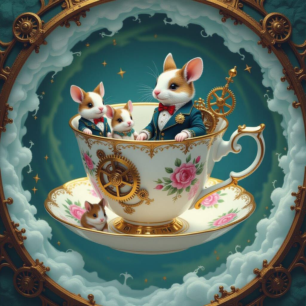 Steampunk Animals in Teacup Time Vortex