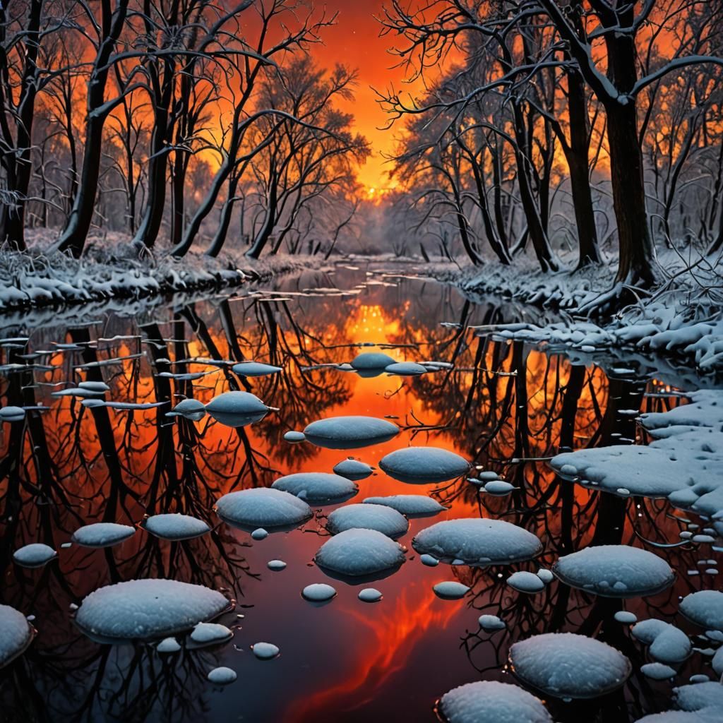 Cosmic Autumn Forest in Maximalist Digital Art