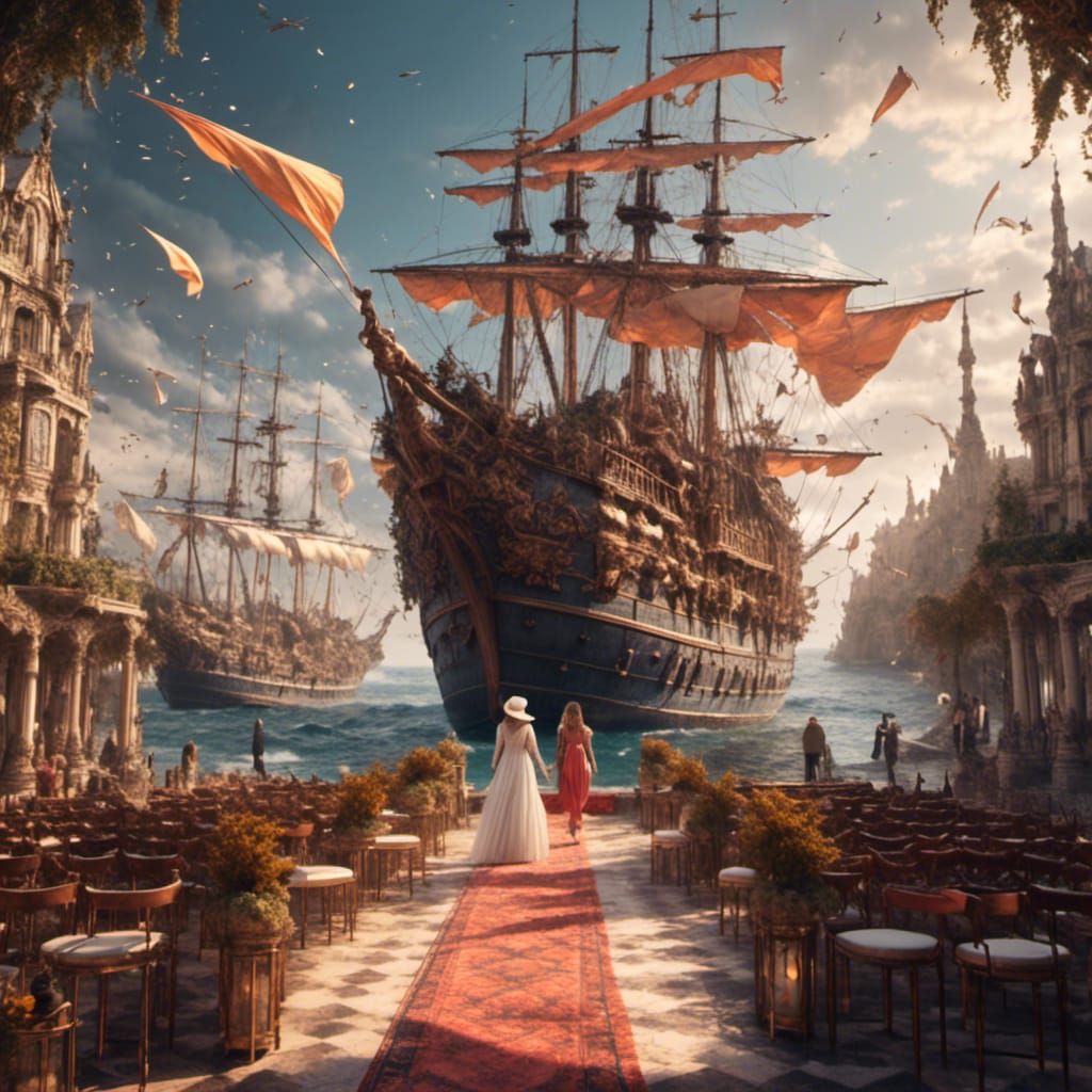 Ship Sails Decorate Empty Fashion Runway
