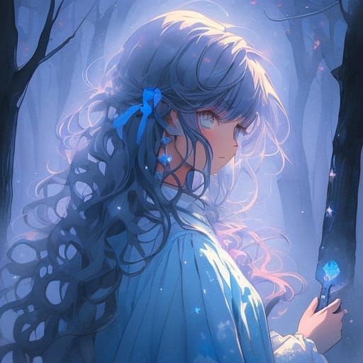 Moonlit Warrior in Anime Style