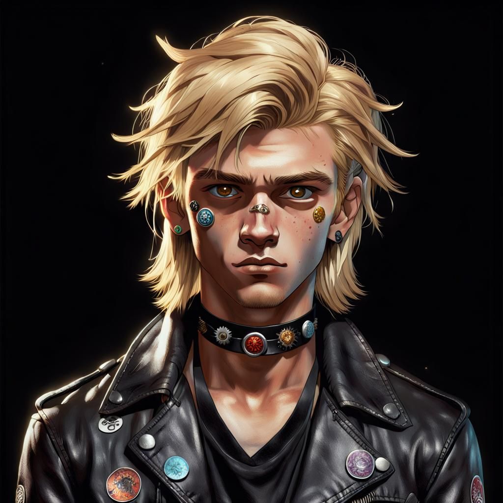 Boy with Leather Jacket in Dark Fantasy Comic Style