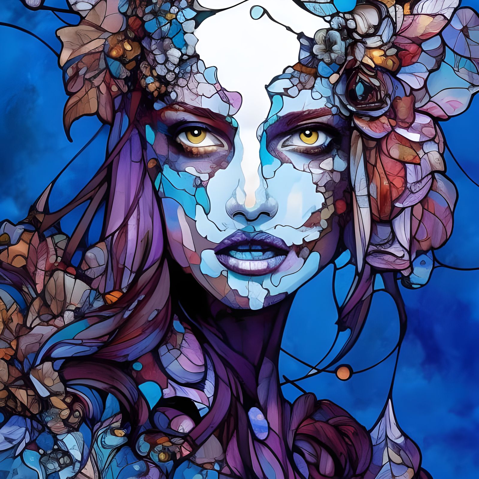 Stained Glass Ghost Portrait in Borderlands Style