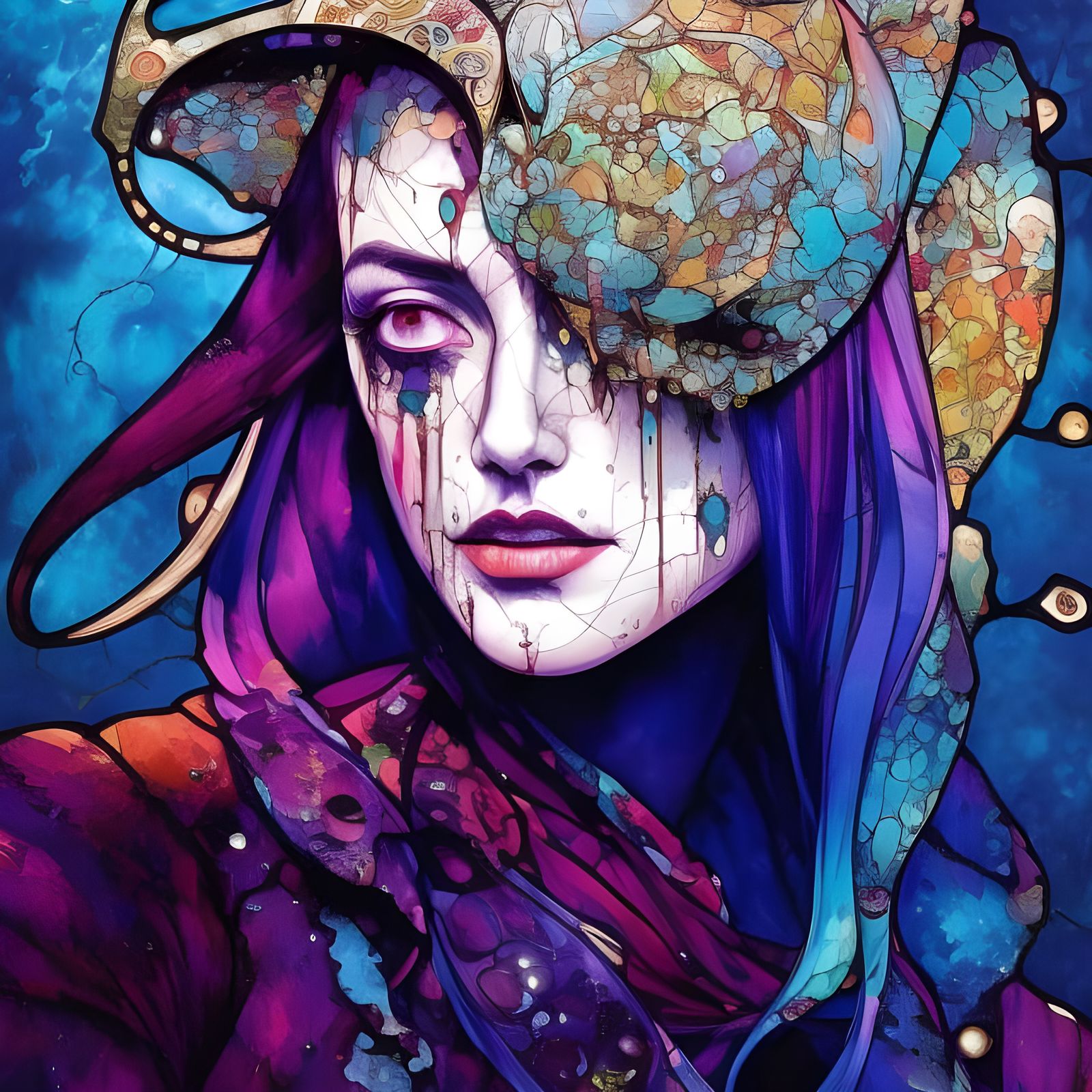 Stained Glass Cute Ghost Portrait