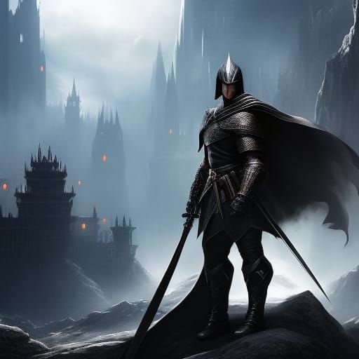 Dark Knight with Great Sword in Detailed Fantasy Art