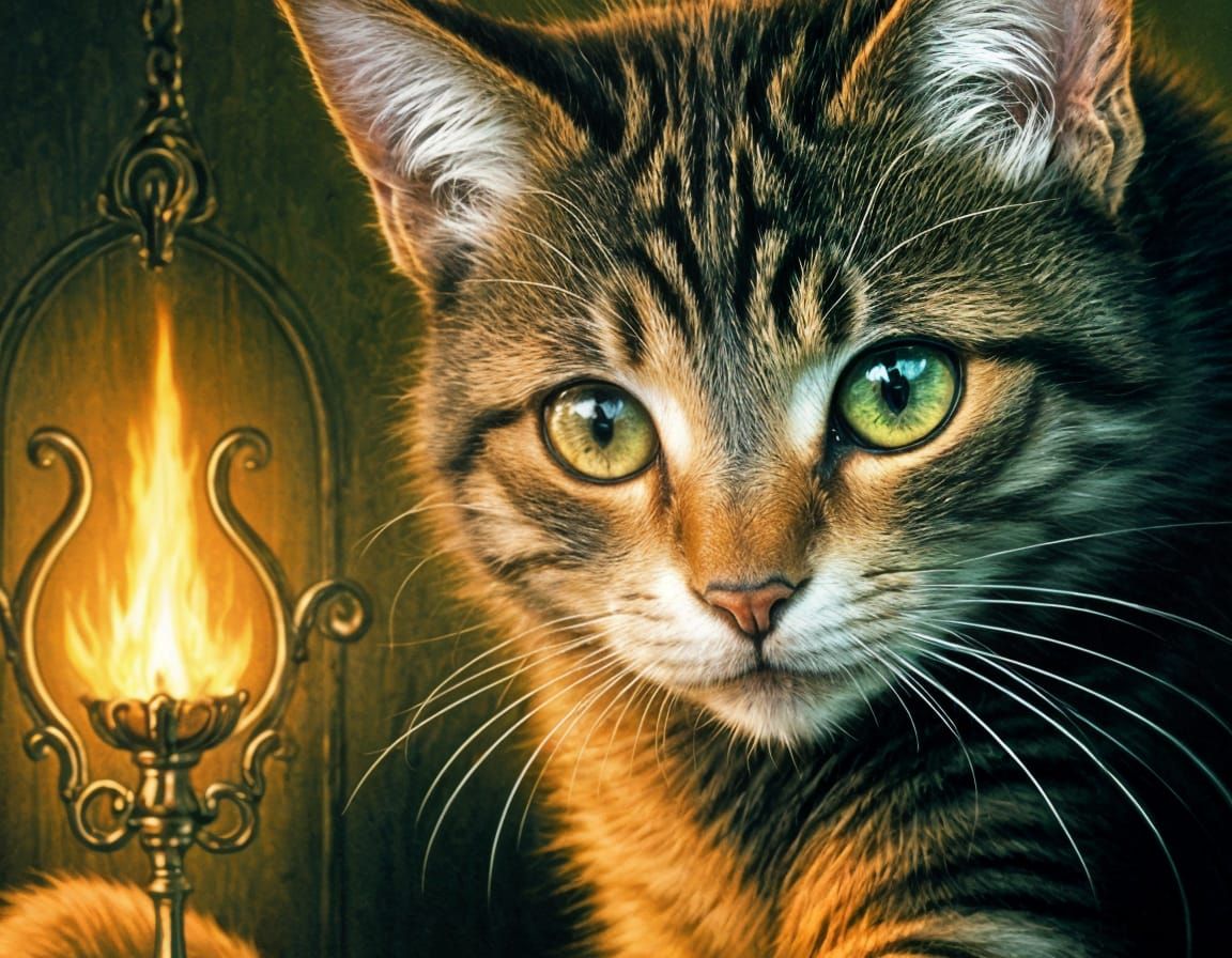 Whimsical Feline in Enchanted Realm