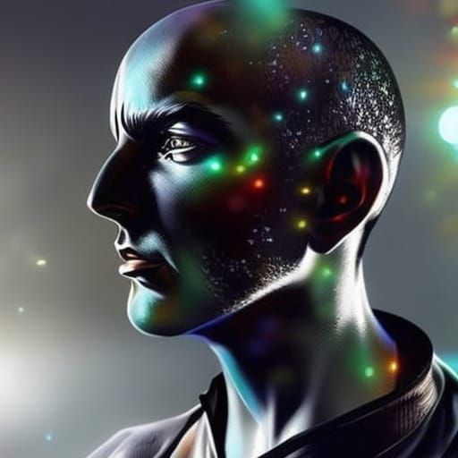 Hyperrealistic Head in Quantum Superposition