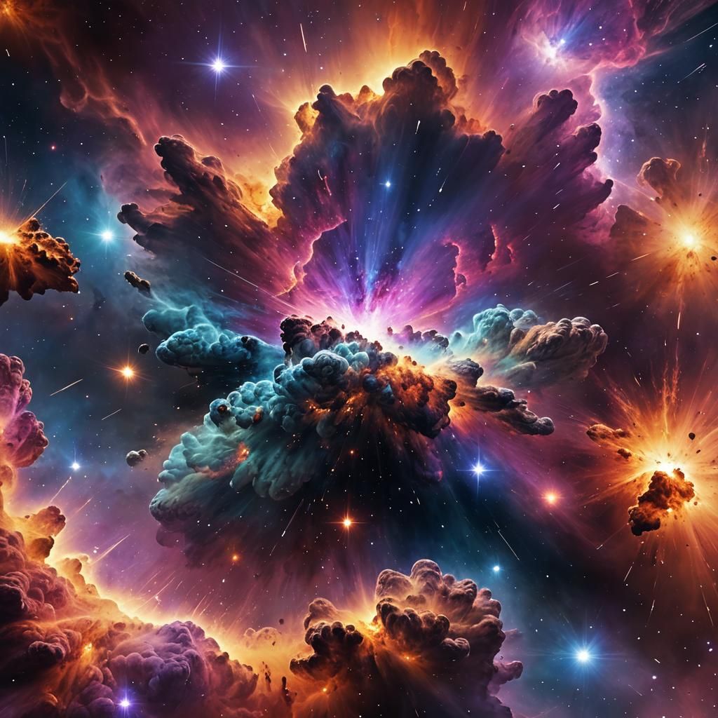 Vibrant Star Nebula Explosion in Digital Painting Style
