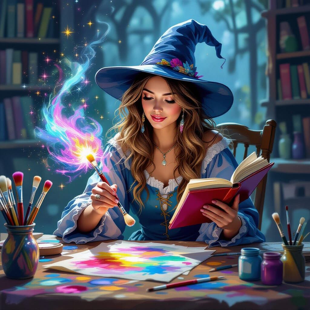 Magical Artists Painting with Paint Brushes and Paints