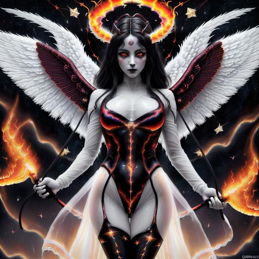 Ethereal Fire Demoness and Angel Jump Rope: Fantasy Art