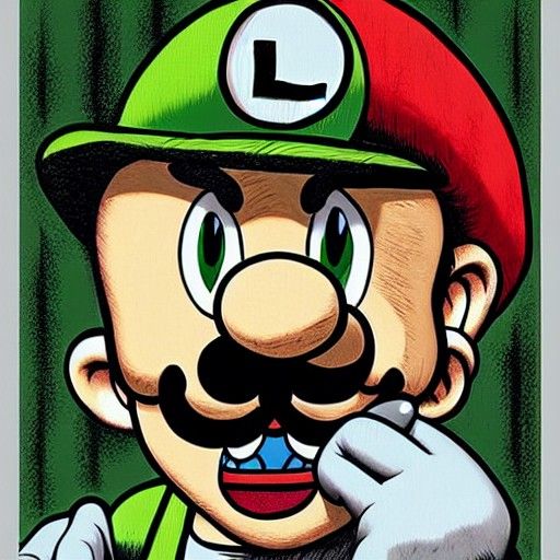 Luigi Mario in Street Art Style