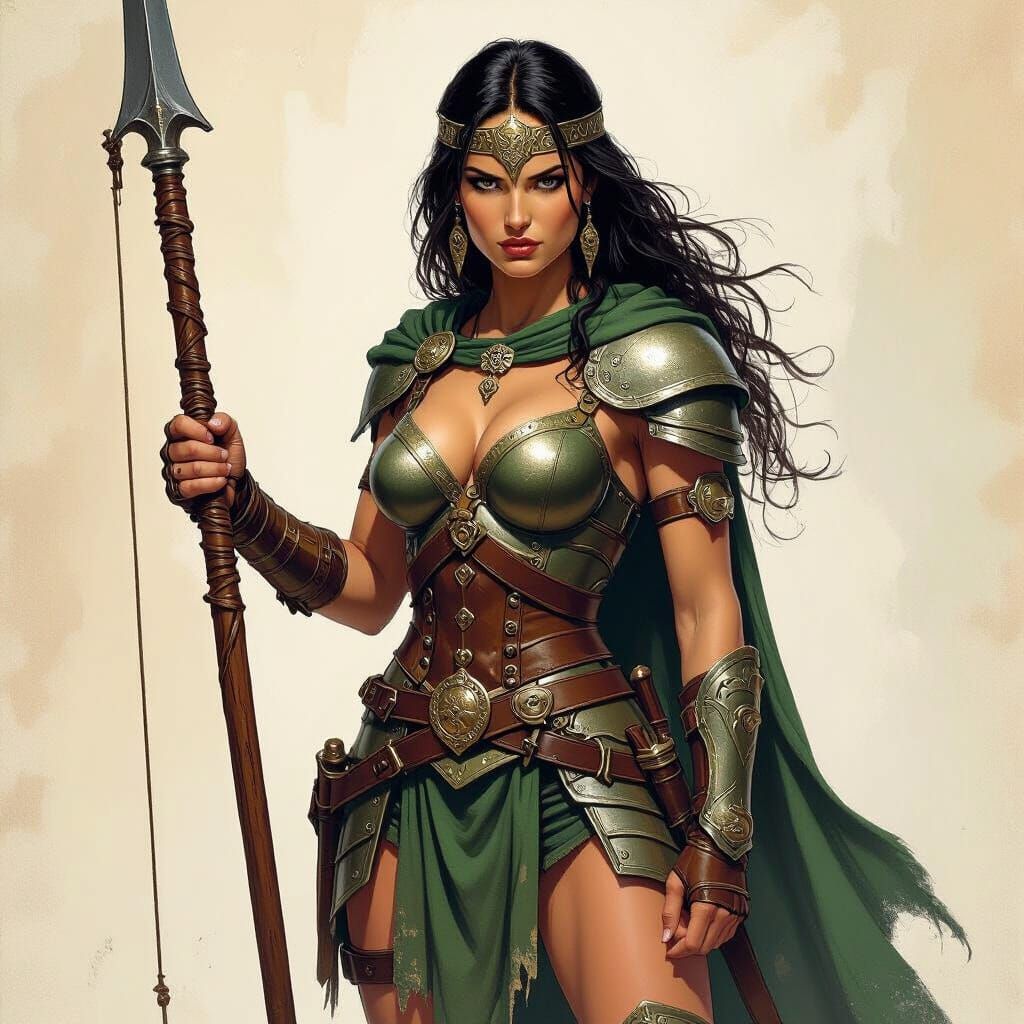 Celtic Armored Harp Warrior in Fantasy Illustration Style