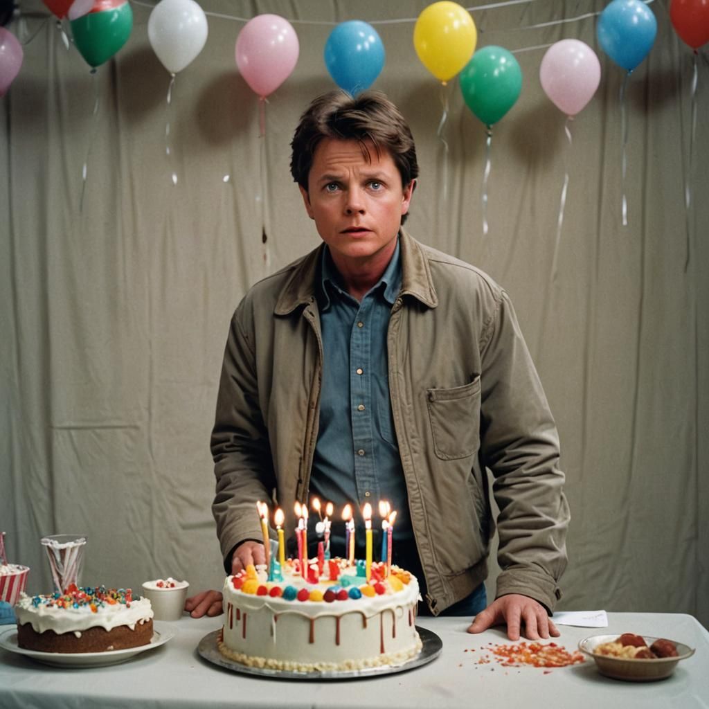 Michael J Fox and a Towering Birthday Cake