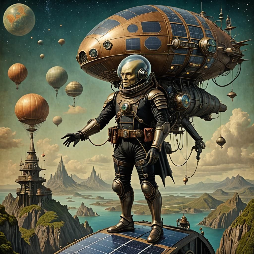 Retrofuturistic Alien Space & Time Traveler