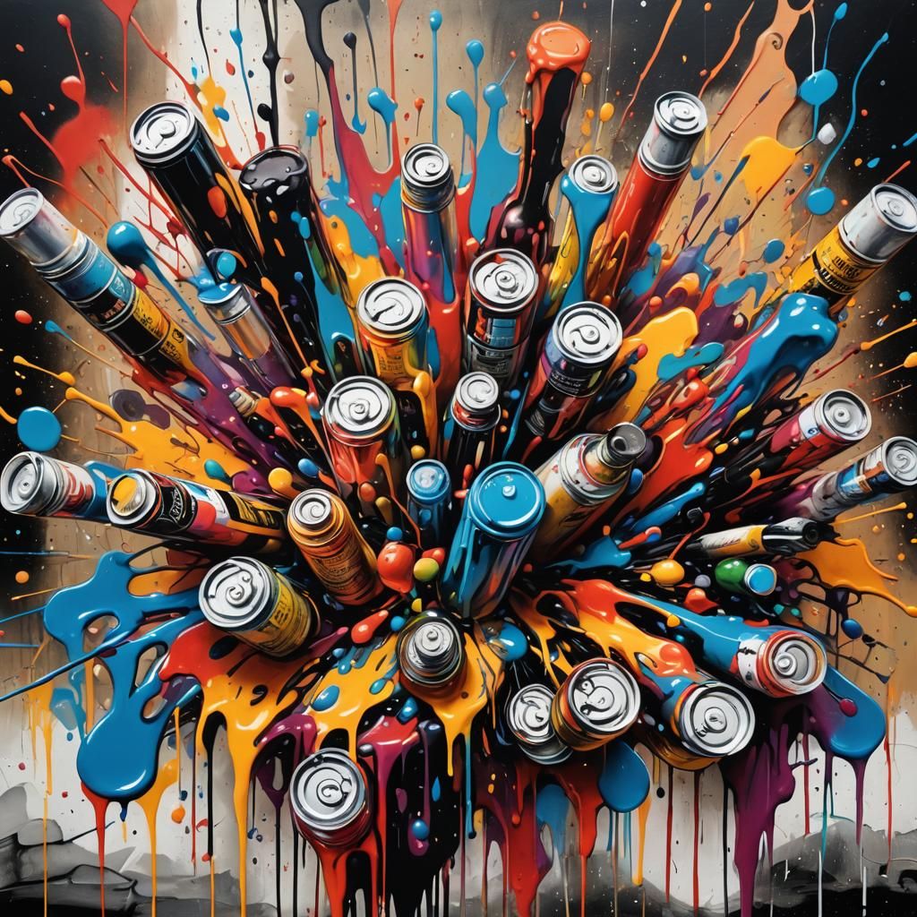 Octopus in Trendy Bar in Graffiti Art Style