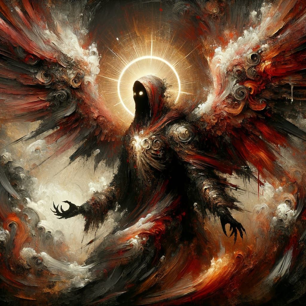 Archangel Emerges from Hell in Speed Painting Style