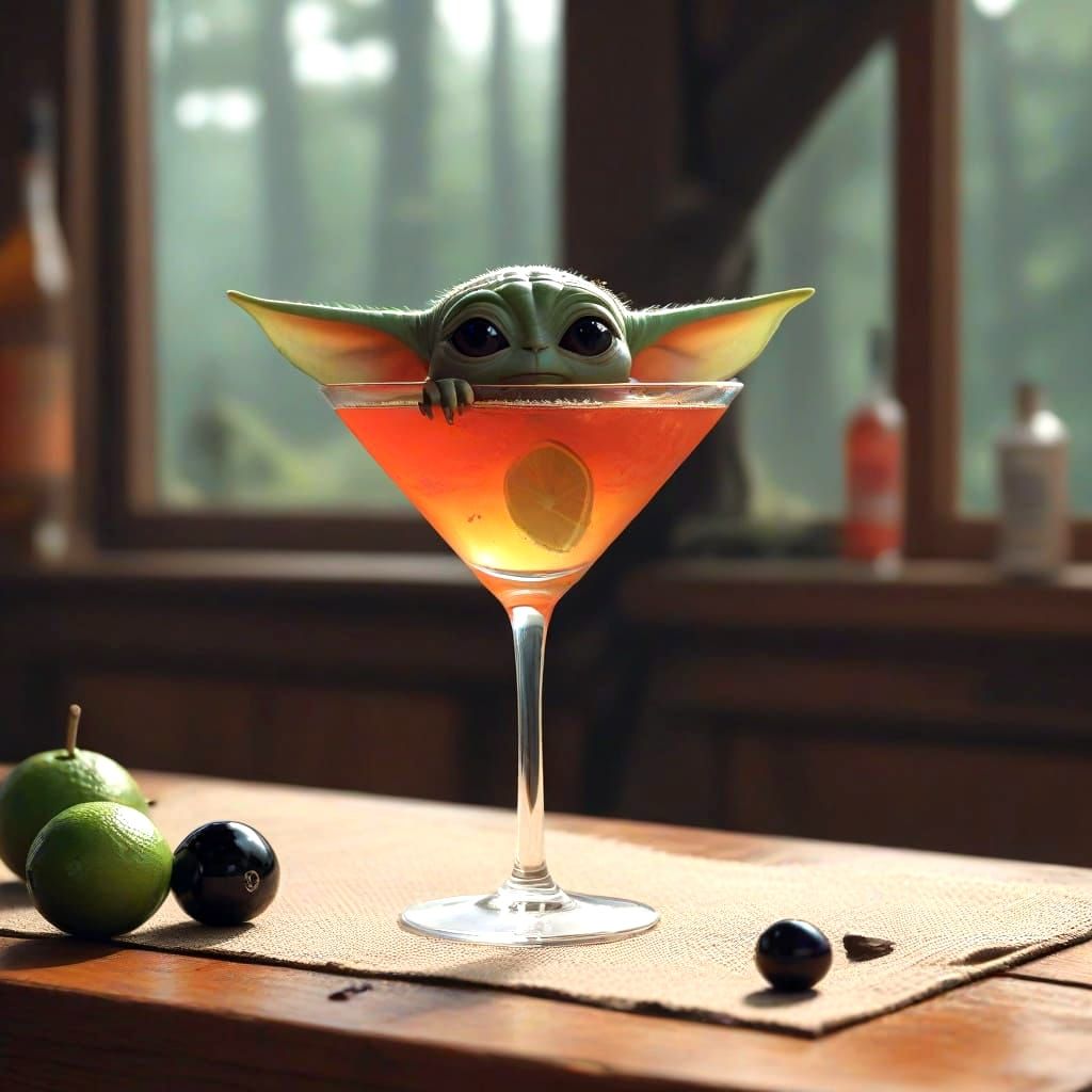 Whimsical Baby Yoda Martini