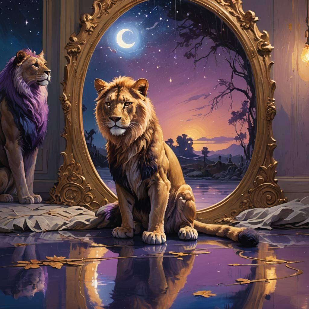 Cat's Reflection: A Whimsical Fantasy Art Concept