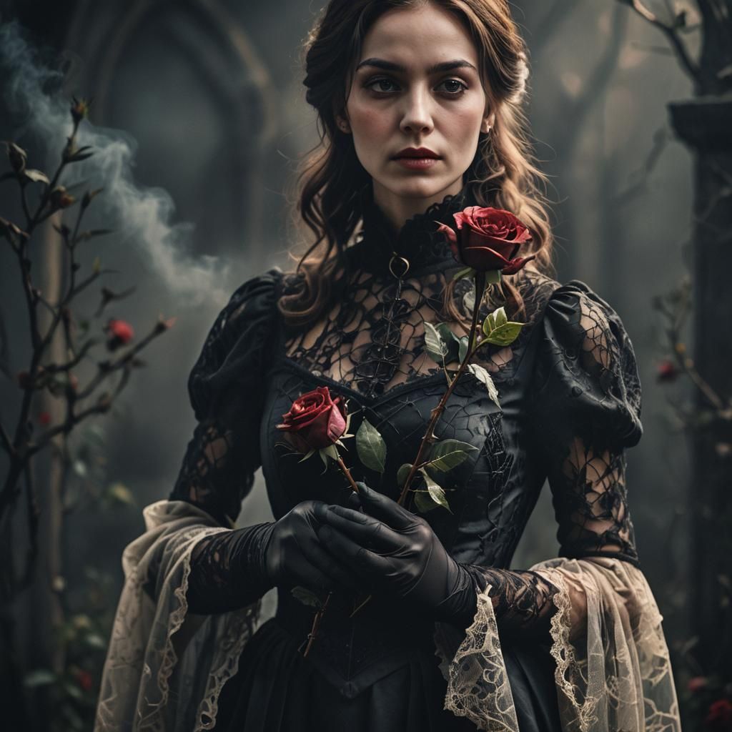Dark Romanticism: Woman with Death Rose