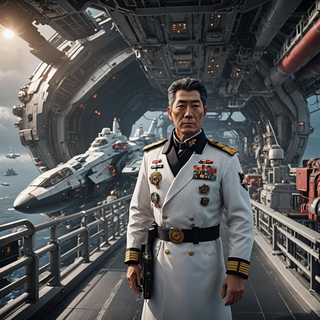 Admiral on Spaceship Yamato, Cinematic 3D Render