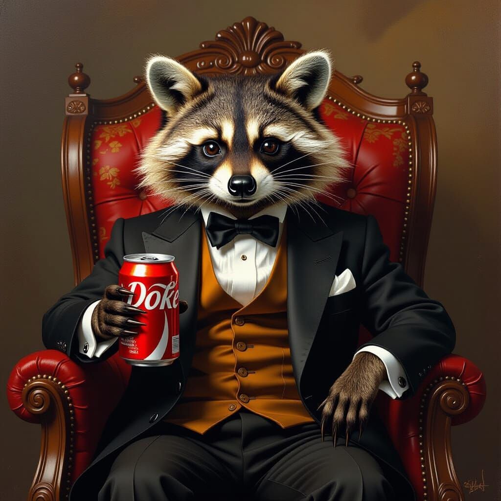 Raccoon in Suit: A Renaissance-Style Portrait