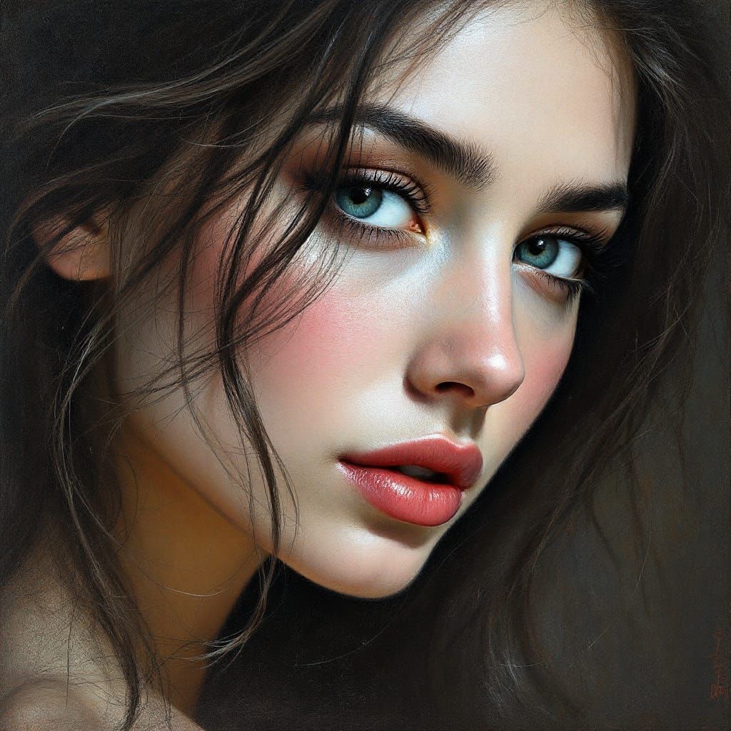 Elegant Portrait in Chalk Art