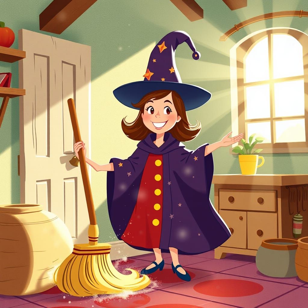 Magical Cleaning Spell in Cozy Cottage
