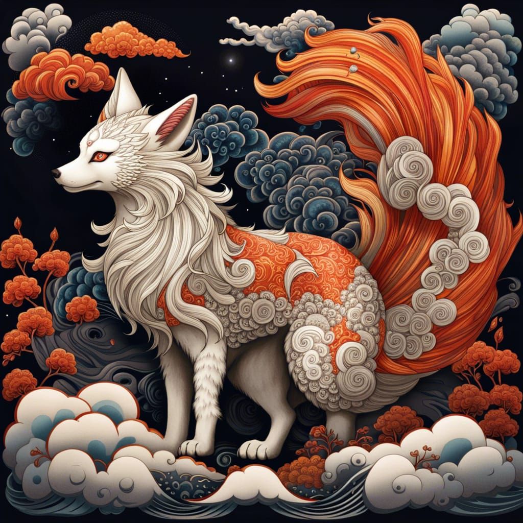 Mythical Nine-Tailed Kitsune Cloud Formation