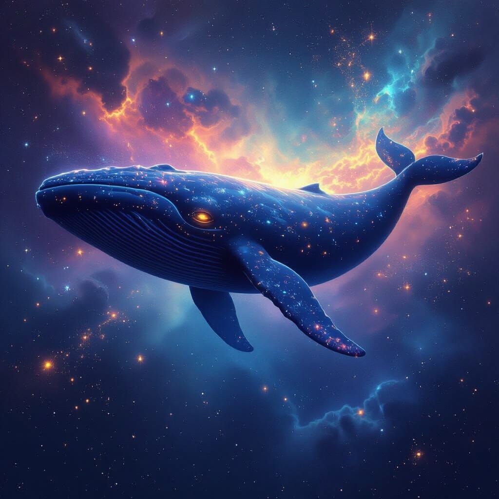 Majestic Space Whale Gliding Through Nebula