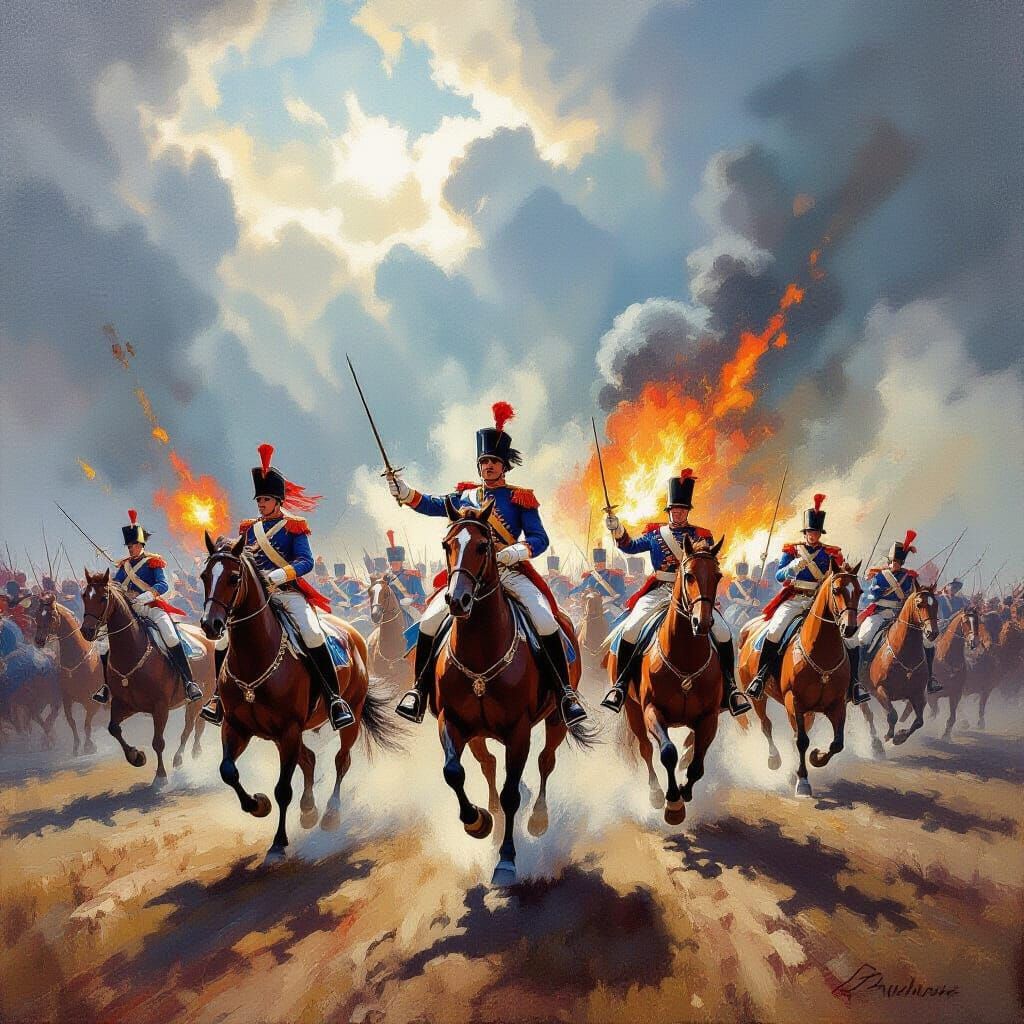 Charge of the Light Brigade: Vibrant Oil Painting