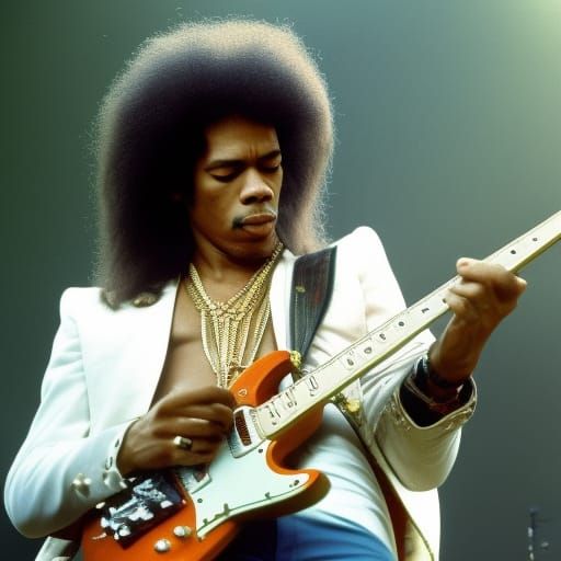 Jimi Hendrix Woodstock Performance in Hyperrealistic Detail