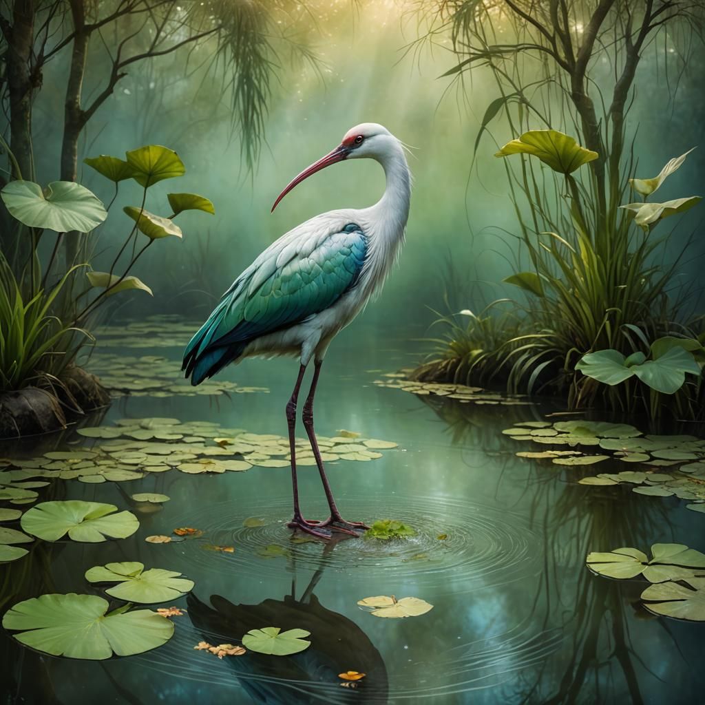 Ibis with Lavish Plumage: Digital Art