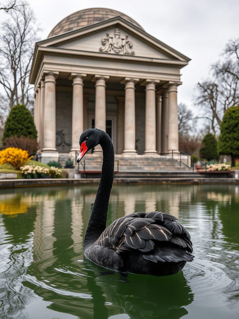 Majestic Black Swan in Elegy Frame