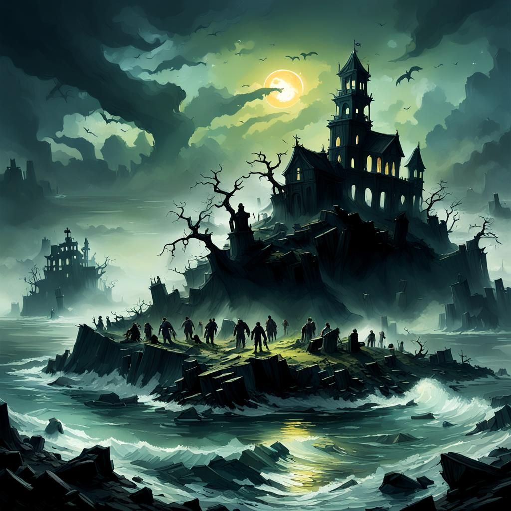 Zombie Island Rising: 3D Digital Art Graveyard