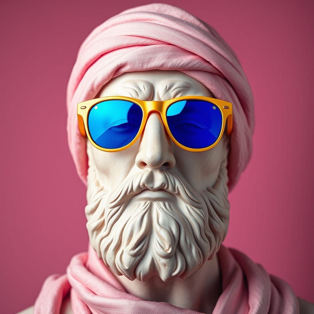 Surreal Mosaic Bust Exudes Relaxed Sophistication in Vibrant...