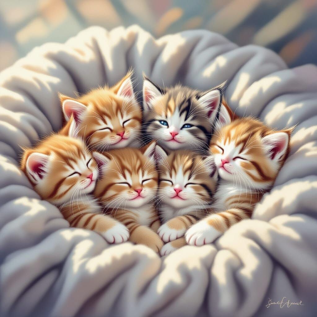 Adorable Kittens in Soft Pastel Hues