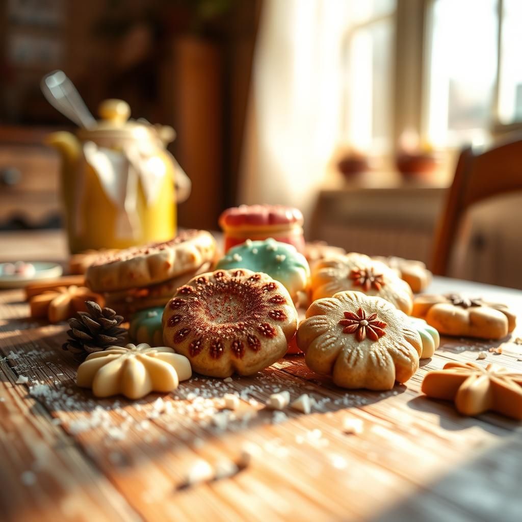 Artfully Arranged Sugar Cookies in Sunlight