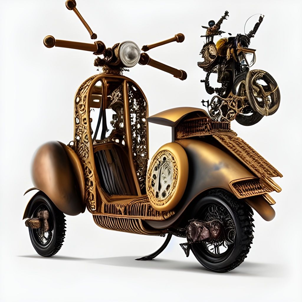 Intricate Steampunk Mechanical Vespa in 4K