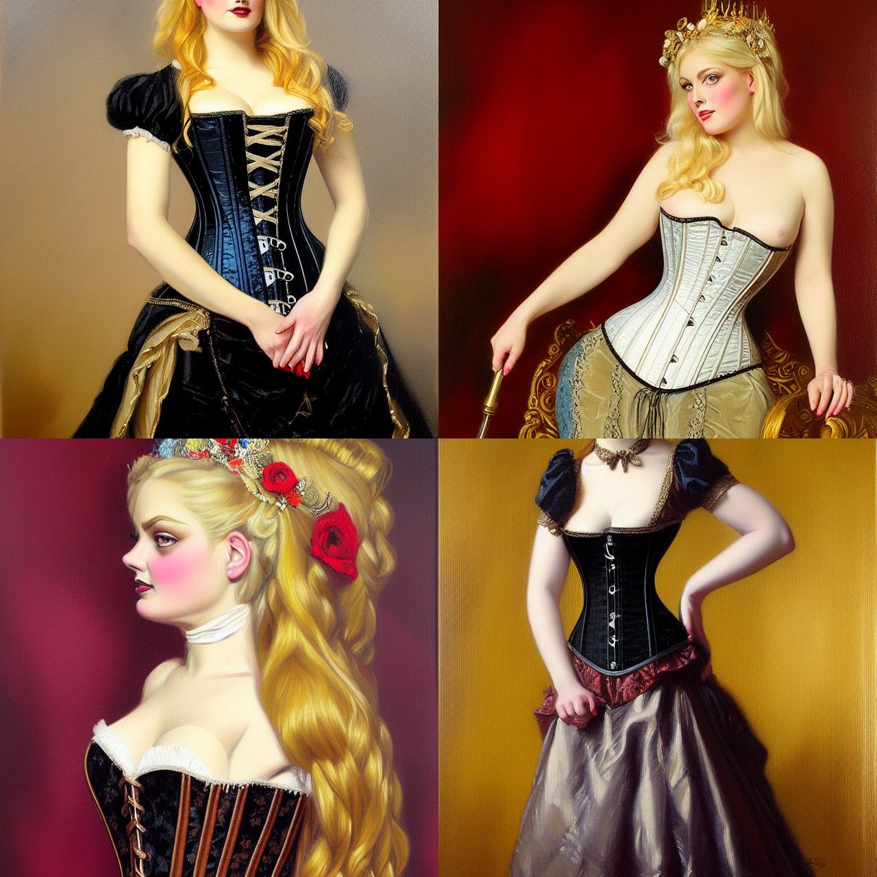 Victorian Queen in Corset, Oil Painting Style