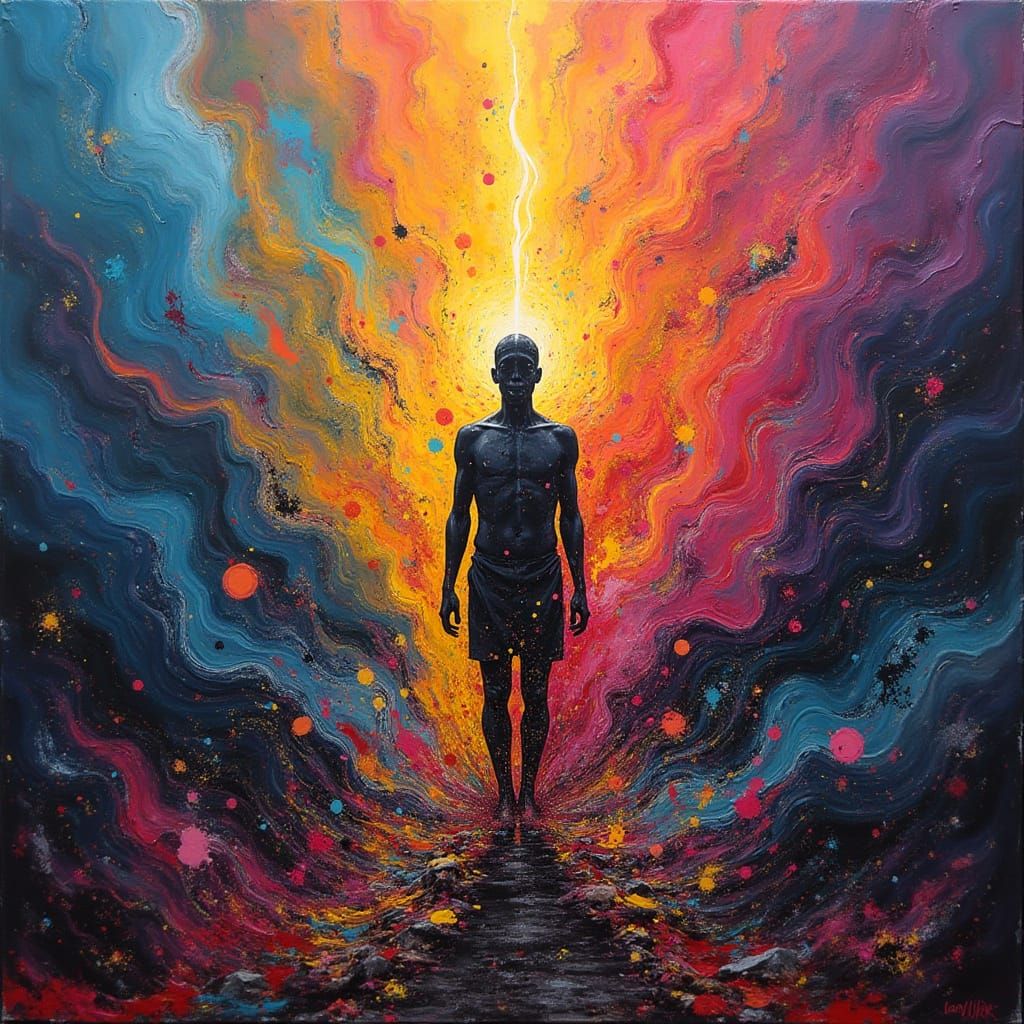 Polychromatic Figure Emerges from Graffiti Chaos