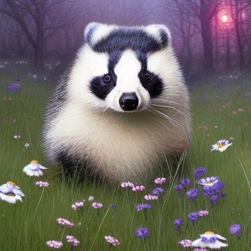 Beatrix Potter Badger in English Meadow, Digital Art