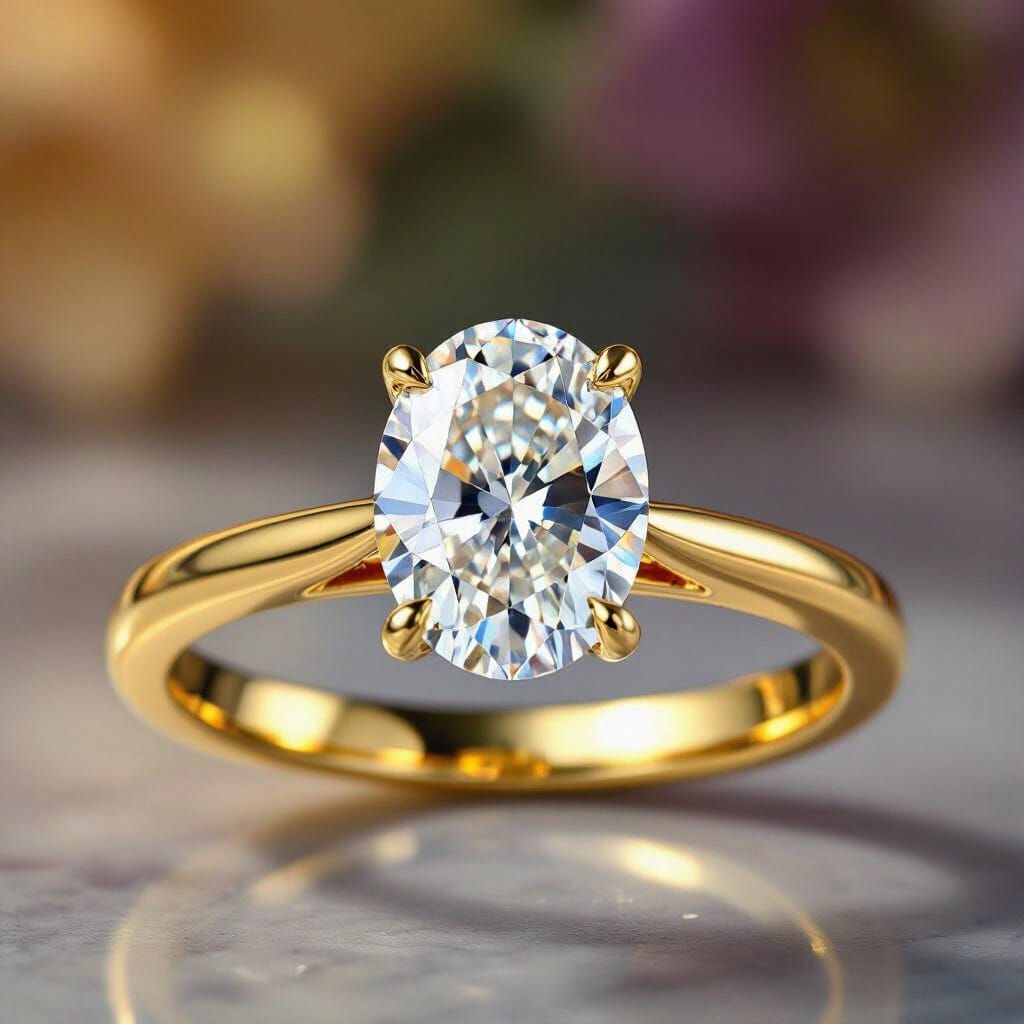 Luxurious Gold Ring With Large Oval Diamond
