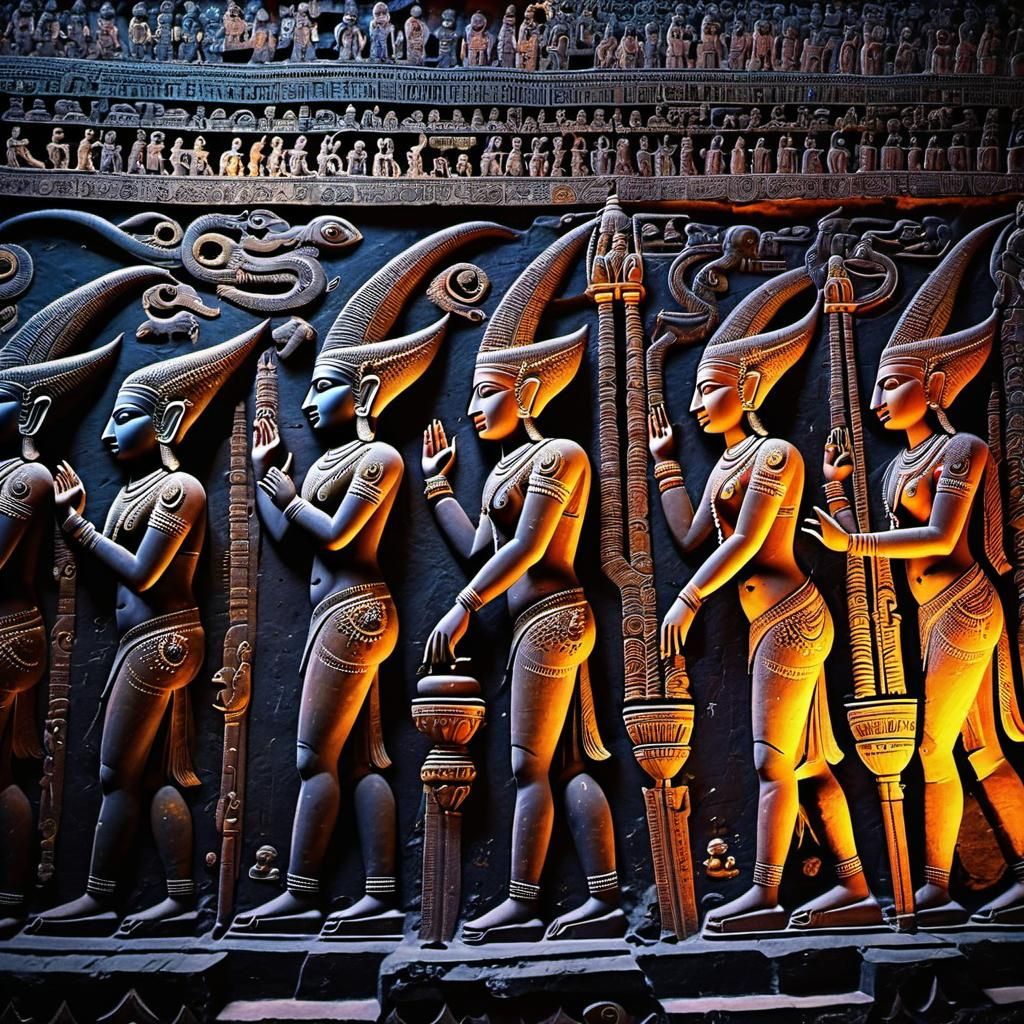 Ancient Xenomorph Paintings in Ajanta Style