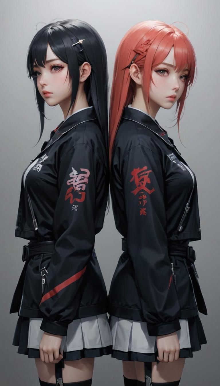 Anime Style Twins Girls in 3D