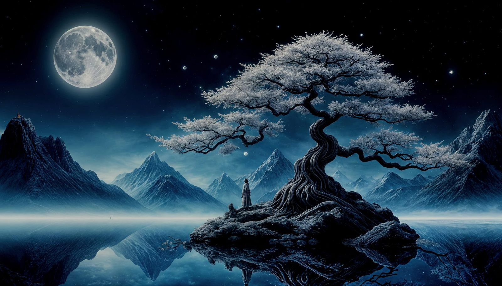 Elegant Silver Goddess of the Moonlit Mountain