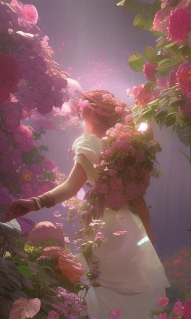 Fairytale Peony Garden in Light Pink: Hyperdetailed Concept ...