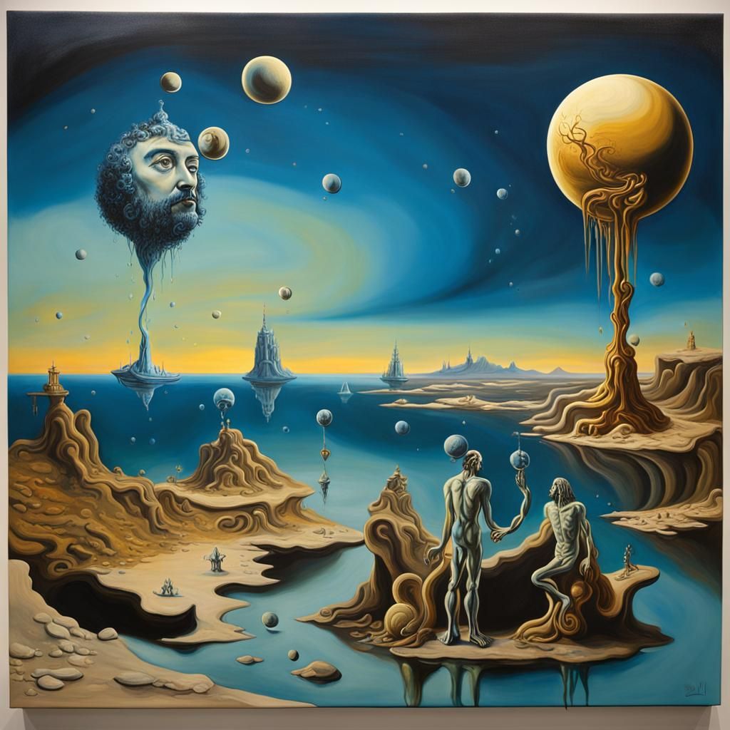 Surreal Neptune and Pluto in Dali Style
