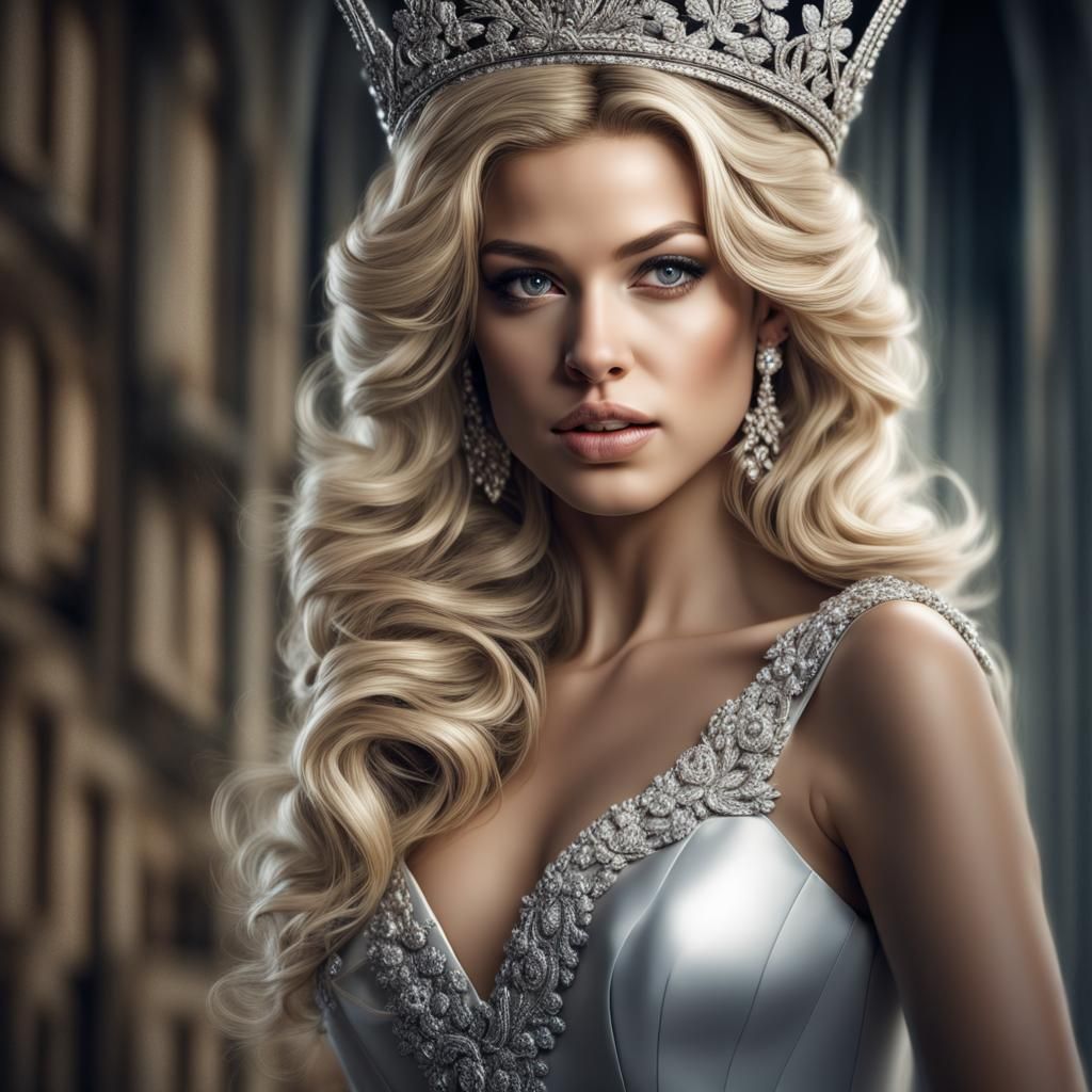 Hyperrealistic Blonde Woman: Beauty Pageant Style